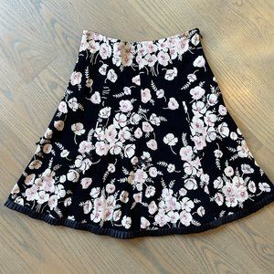 Anthropologie Floral Corduroy Skirt